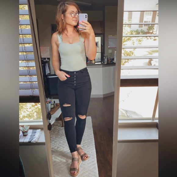 American Eagle Next Level Stretch Super Hi-Rise Jegging Black - Picture 1 of 5